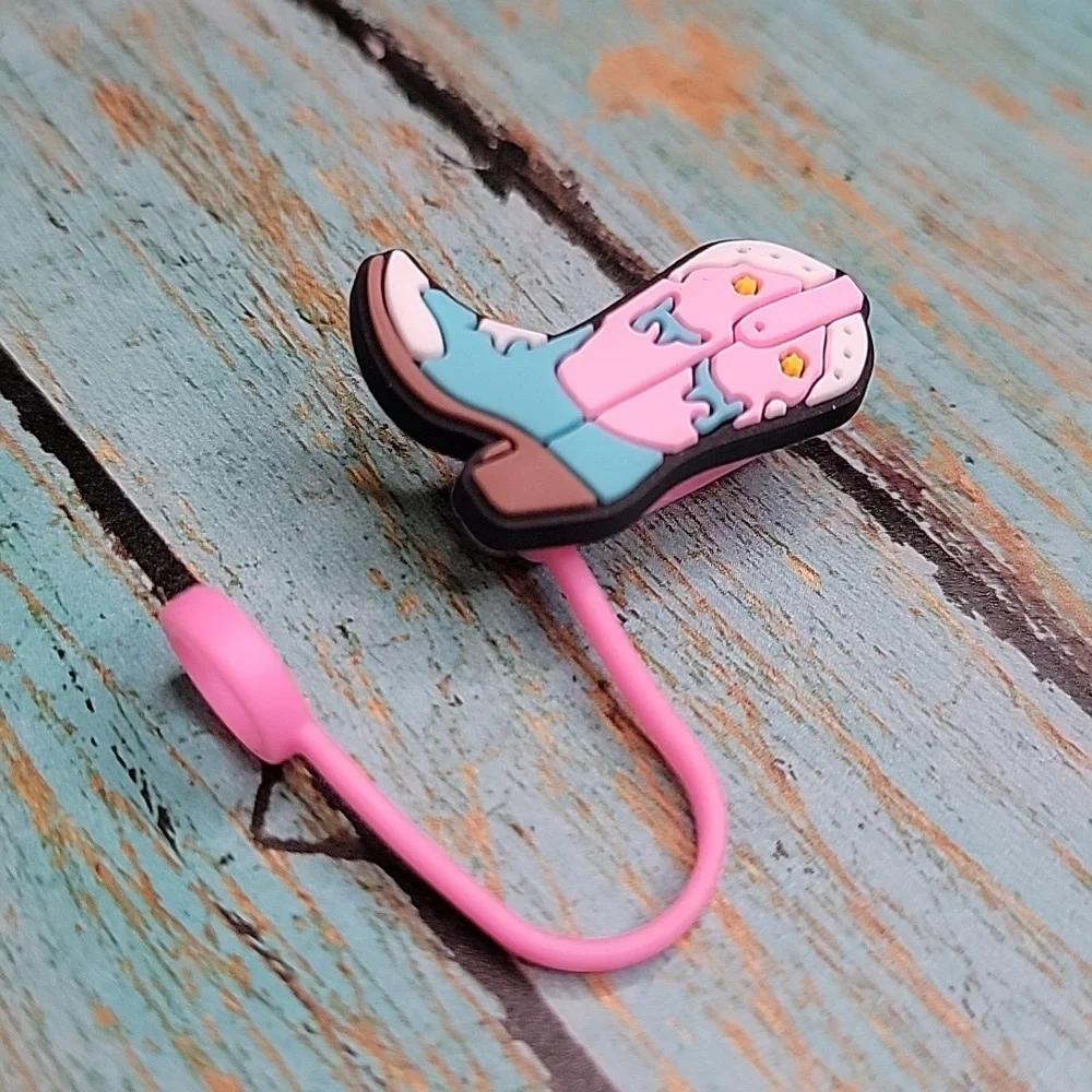 Pink Cowboy Boot Straw Topper - Picture 5 of 5